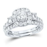 14kt Two-tone Gold Womens Round Diamond Bridal Wedding Engagement Ring Band Set 2.00 Cttw (Certified)